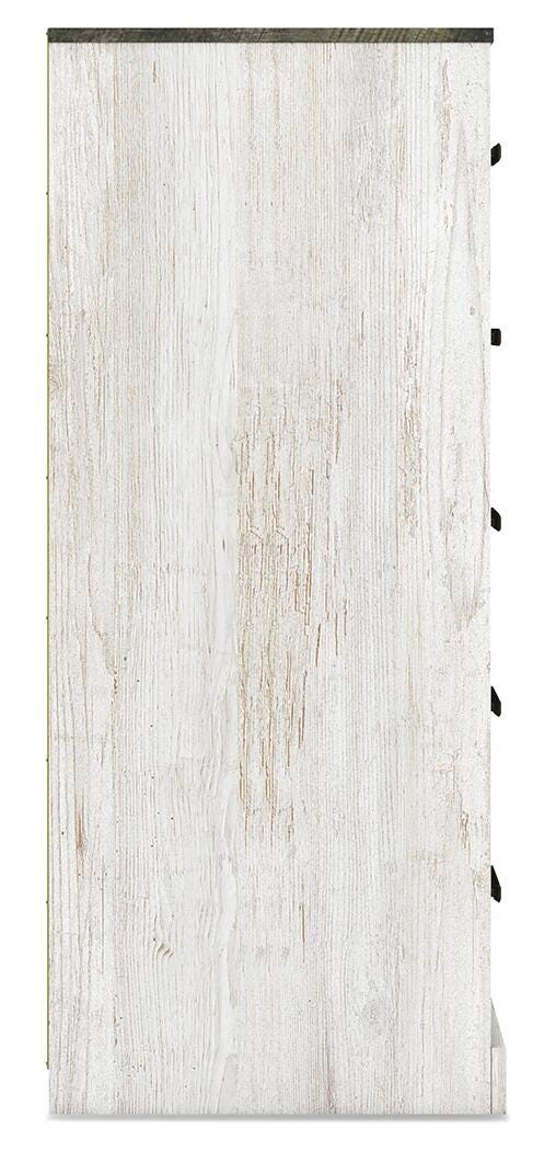 Cobden Chest of Drawers in Whitewash/Charcoal Gray