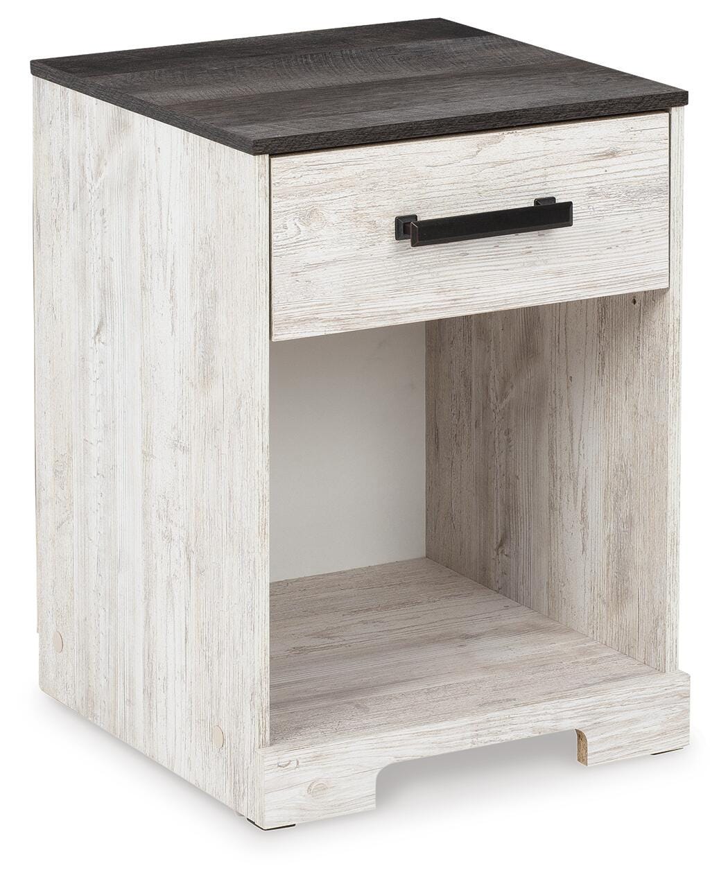 Cobden Nightstand in Whitewash/Charcoal Gray II