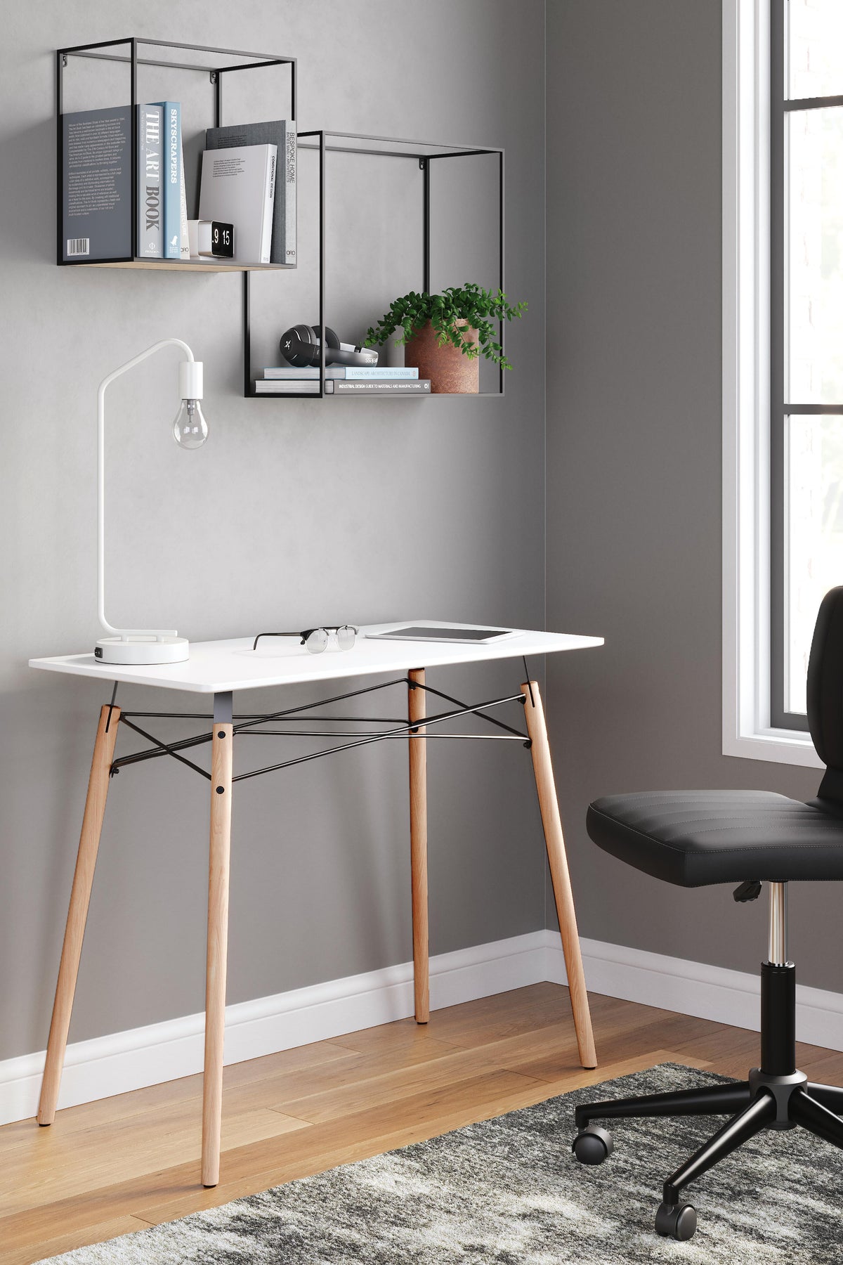 Kelvex Home Office Desk in White/Natural