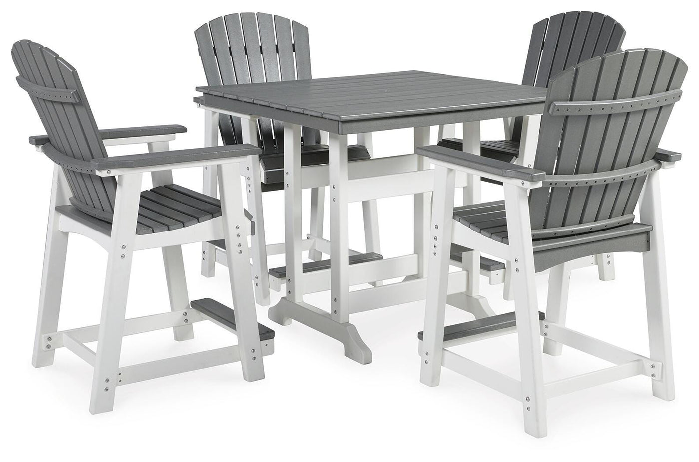 Transville Outdoor Counter Height Dining Table with 4 Barstools
