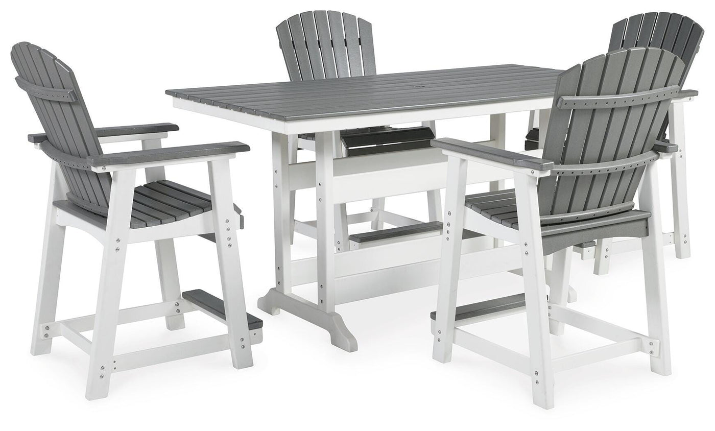 Transville Outdoor Counter Height Dining Table with 4 Barstools