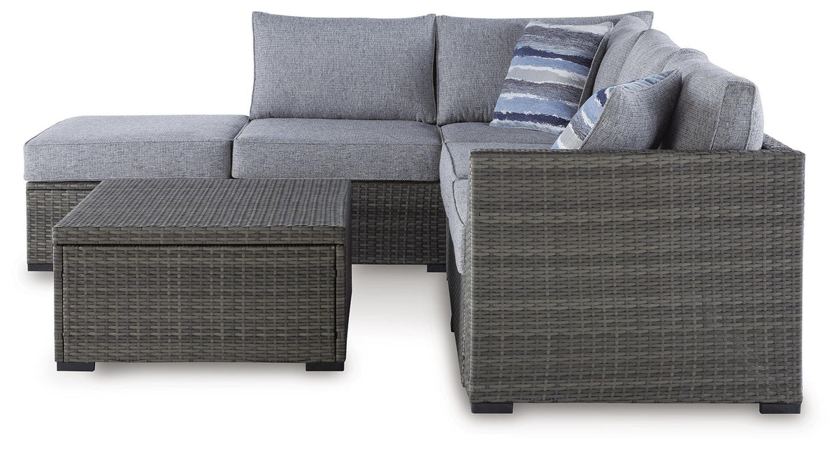Halden Point Outdoor Loveseat Sectional/Ottoman/Table Set (Set of 4)