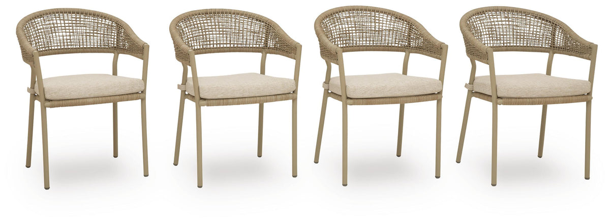 Rosie Bay Outdoor Arm Chair with Cushion (Set of 4)