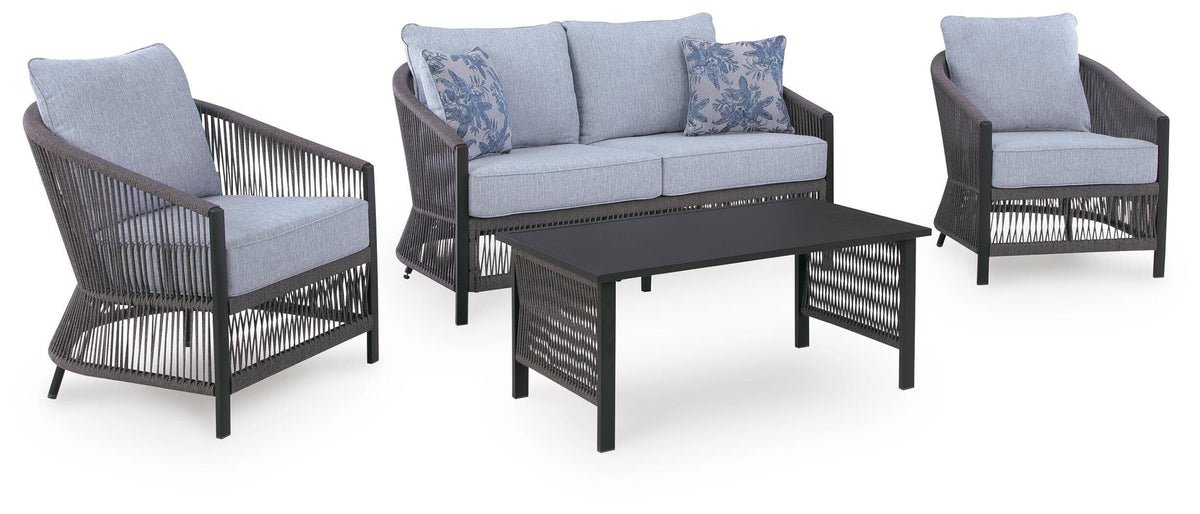 Solen Bodega Island Outdoor Love/Chairs/Table Set (Set of 4)