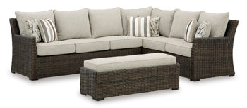Marnie Outdoor Sofa Sectional/Bench with Cushion (Set of 3)