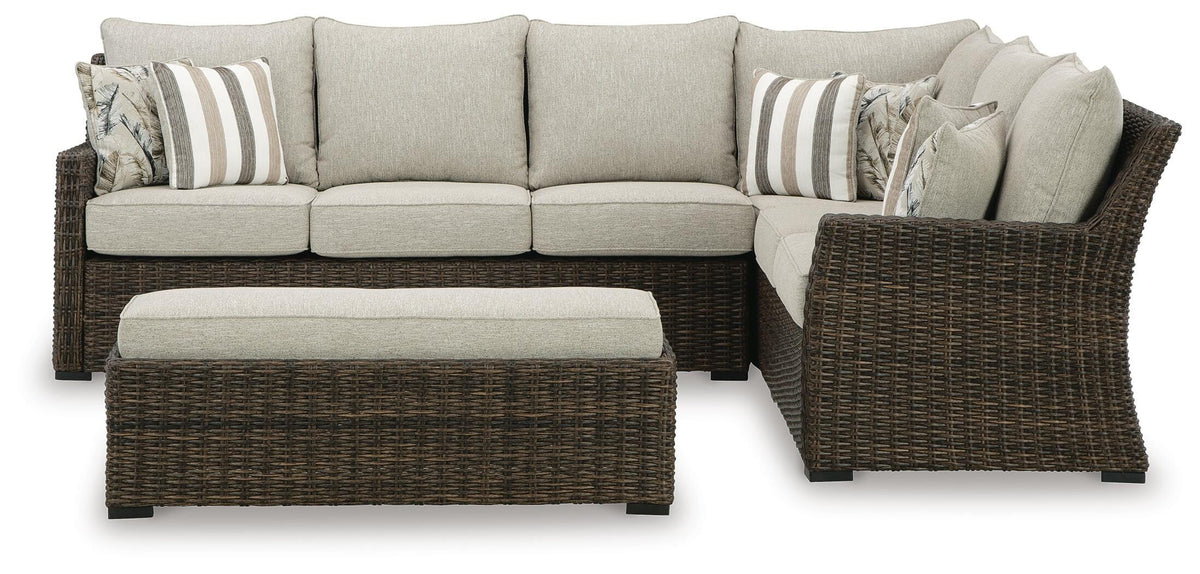 Marnie Outdoor Sofa Sectional/Bench with Cushion (Set of 3)