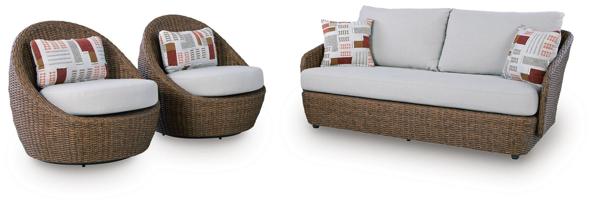 Millie Park Outdoor Loveseat/2 Swivel Chairs (Set of 3)