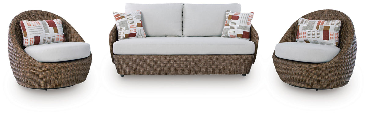 Millie Park Outdoor Loveseat/2 Swivel Chairs (Set of 3)
