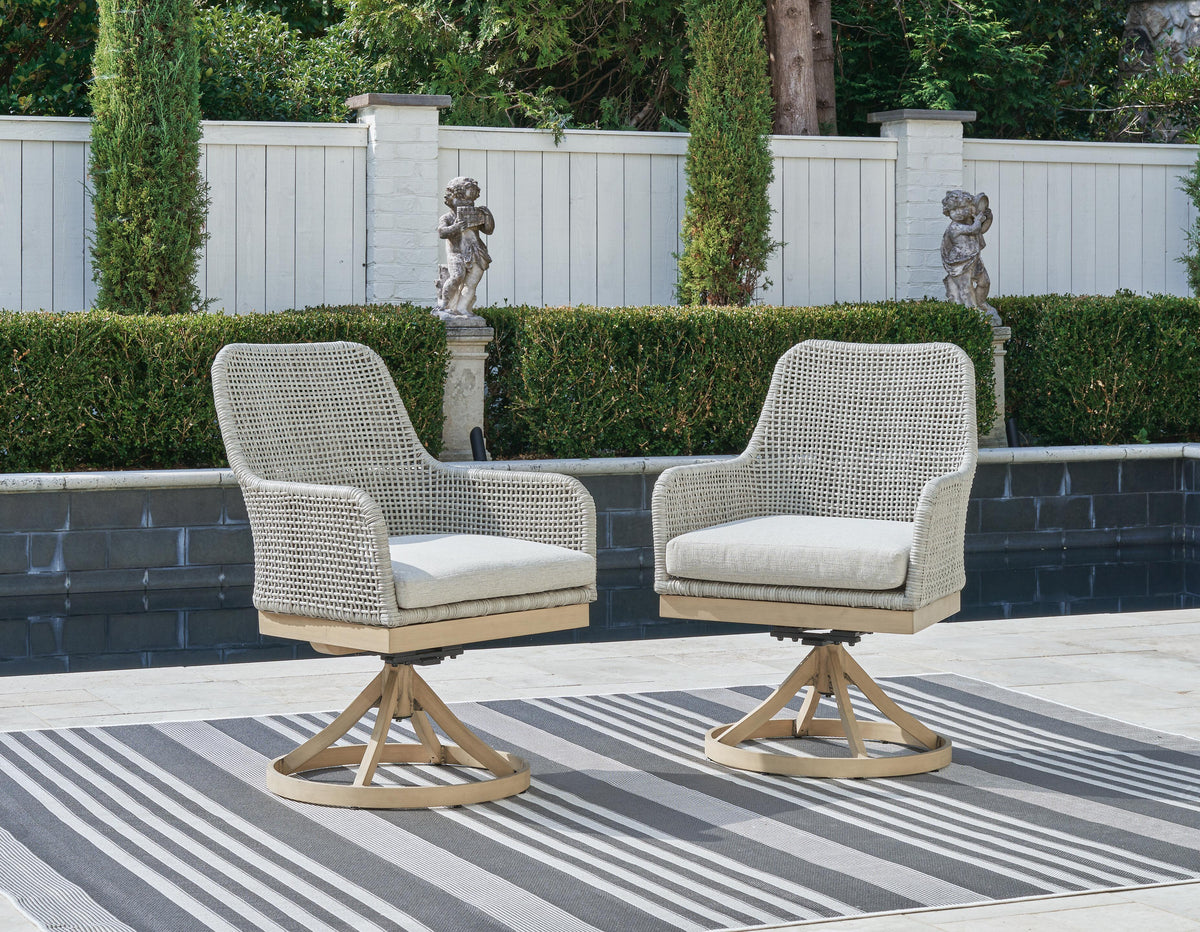 Hensley Outdoor Swivel Dining Chair (Set of 2)