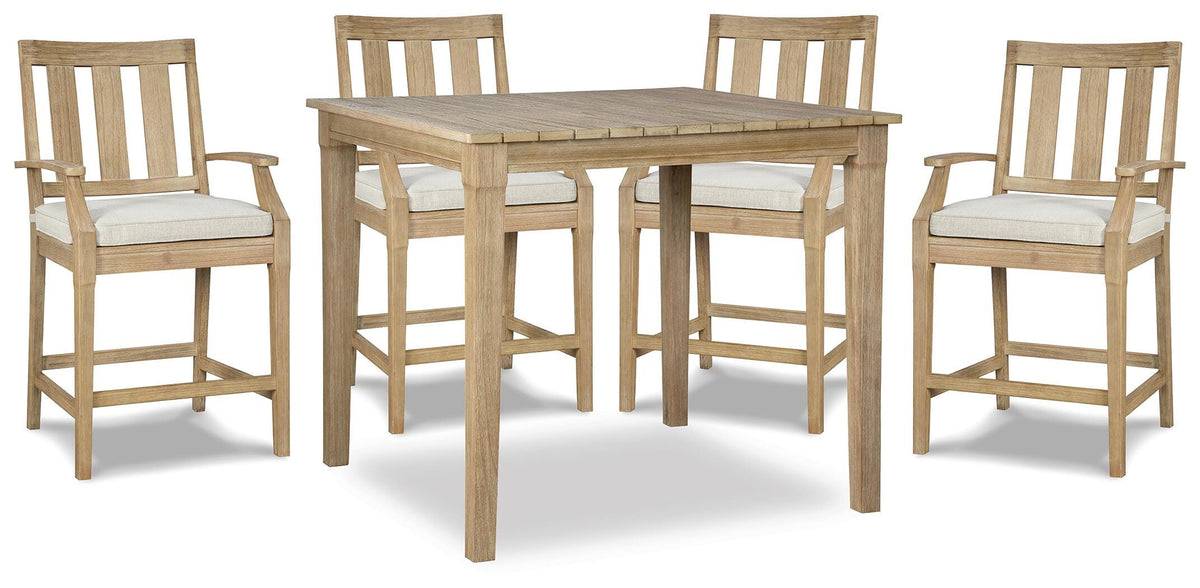Marlie Outdoor Counter Height Dining Table with 4 Barstools
