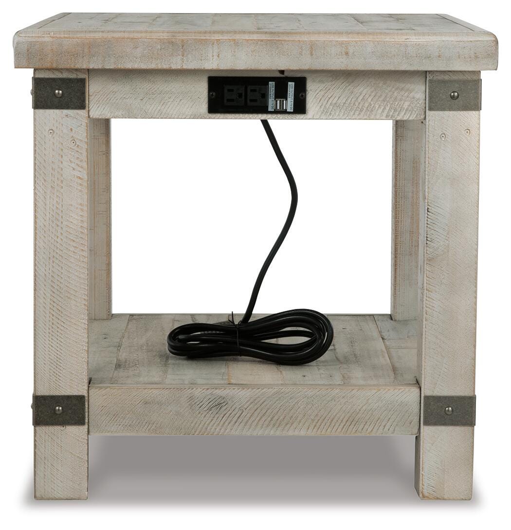 Wilton End Table in White Wash Gray