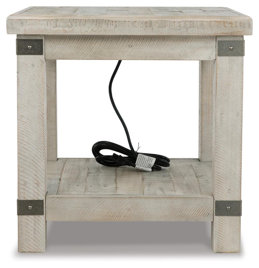 Wilton End Table in White Wash Gray