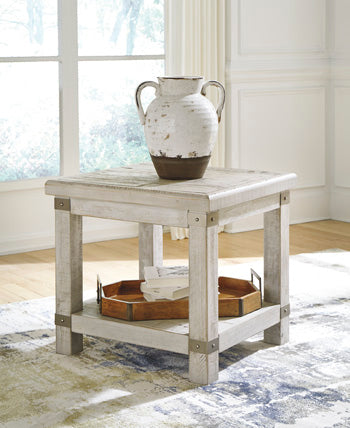 Wilton End Table in White Wash Gray