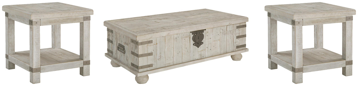 Wilton Coffee Table and 2 End Tables in White Wash Gray