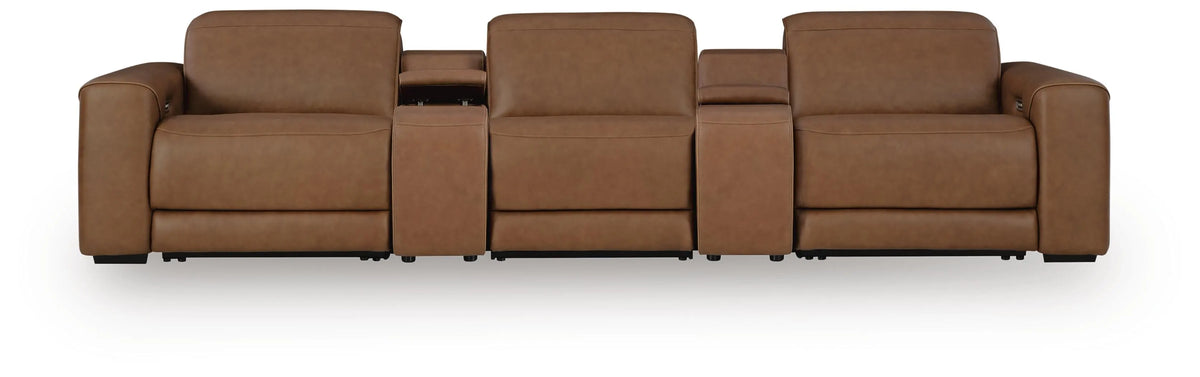 Culburra 5-Piece Power Reclining Sectional with Console in Caramel