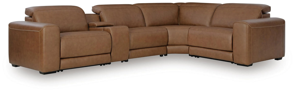 Culburra 5-Piece Power Reclining Sectional with Console in Caramel II