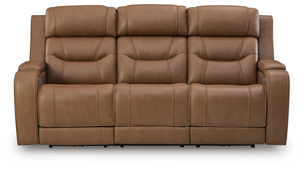Winslow Bay Power Reclining Sofa with Audio Seating in Caramel