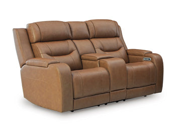 Winslow Bay Power Reclining Loveseat with Audio Seating in Caramel