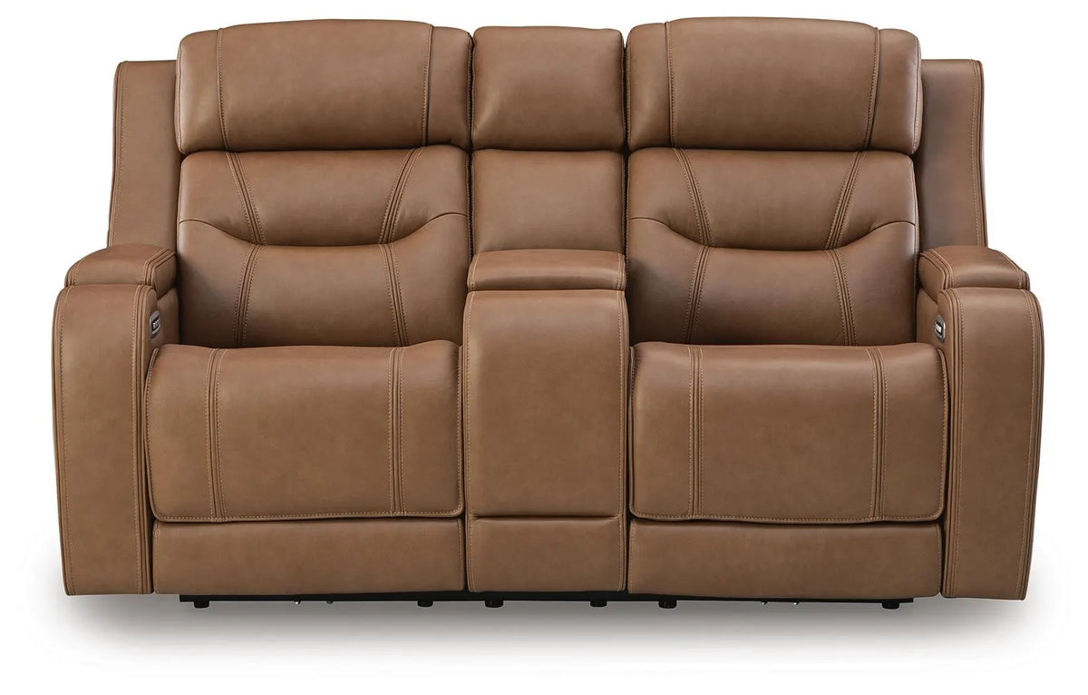 Winslow Bay Power Reclining Loveseat with Audio Seating in Caramel