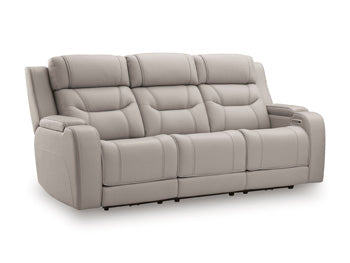 Winslow Bay Power Reclining Sofa with Audio Seating in Gray