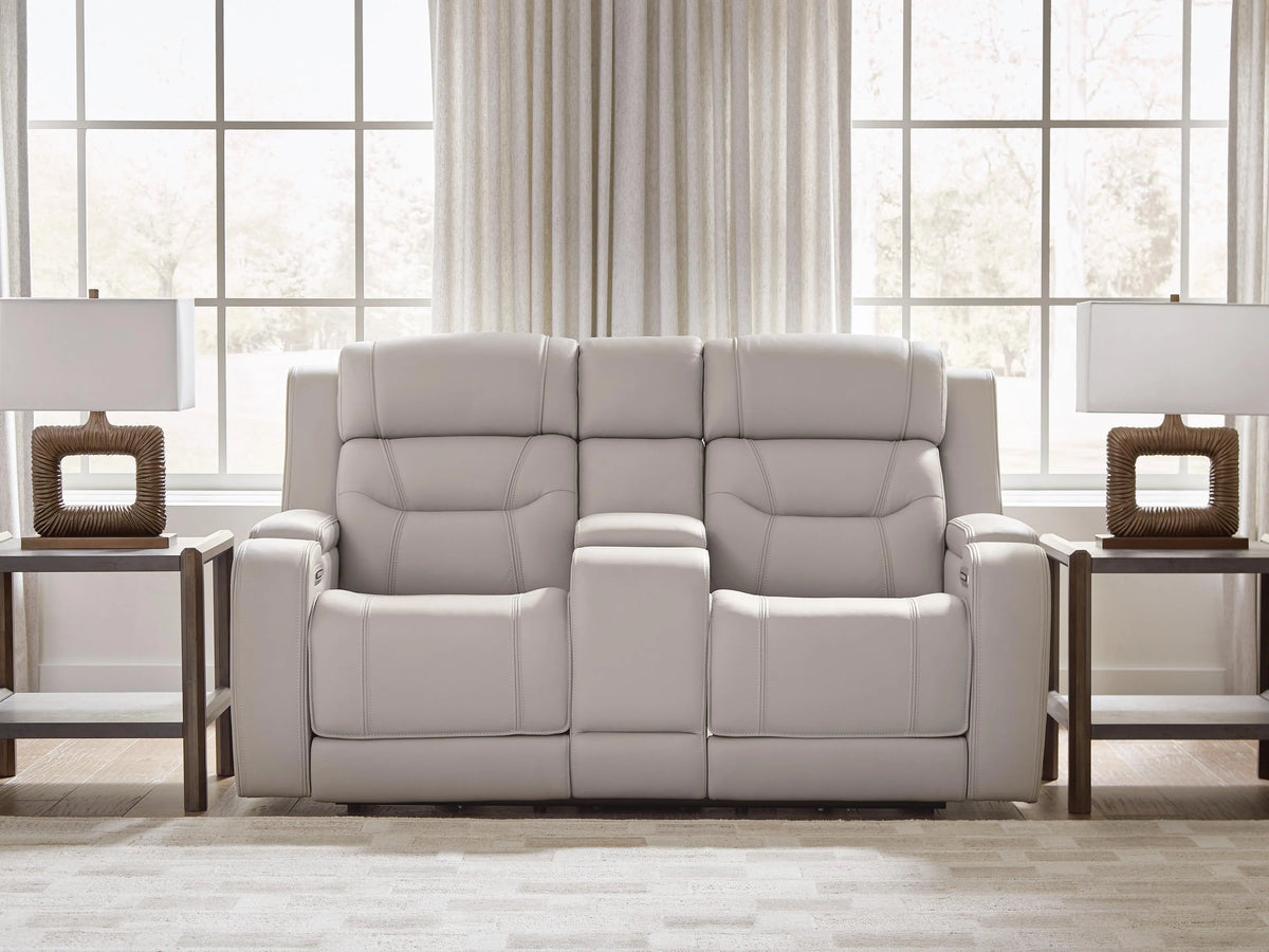 Winslow Bay Power Reclining Loveseat with Audio Seating in Gray