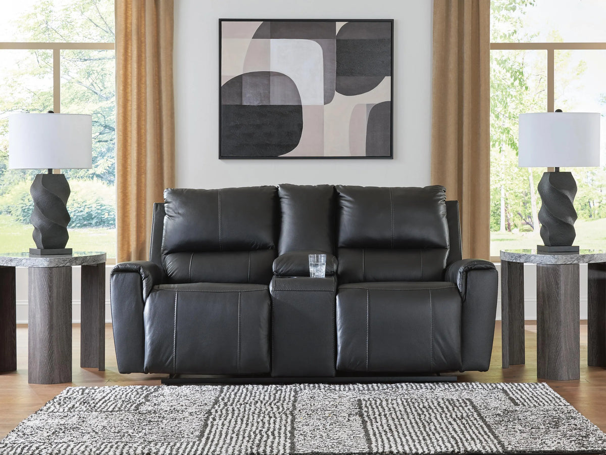 Renzo Bay Reclining Loveseat with Console