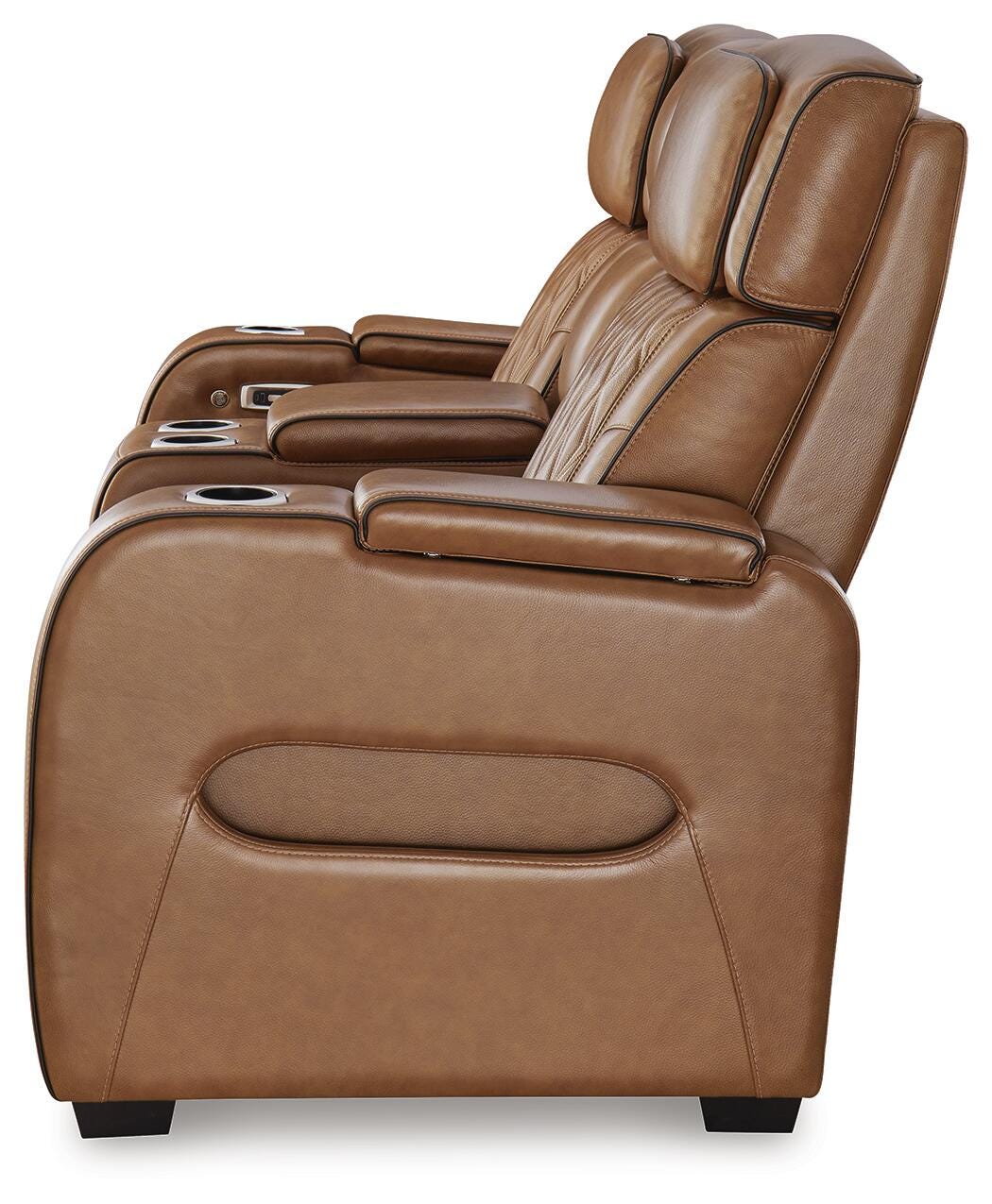 Anvilbrook Power Reclining Loveseat with Console in Caramel