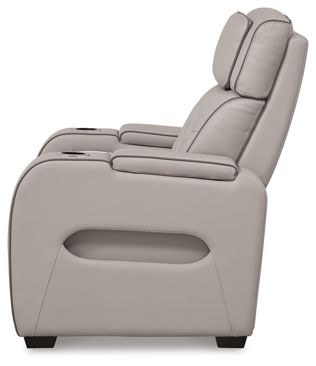 Anvilbrook Power Reclining Sofa with Loveseat and Recliner in Gray