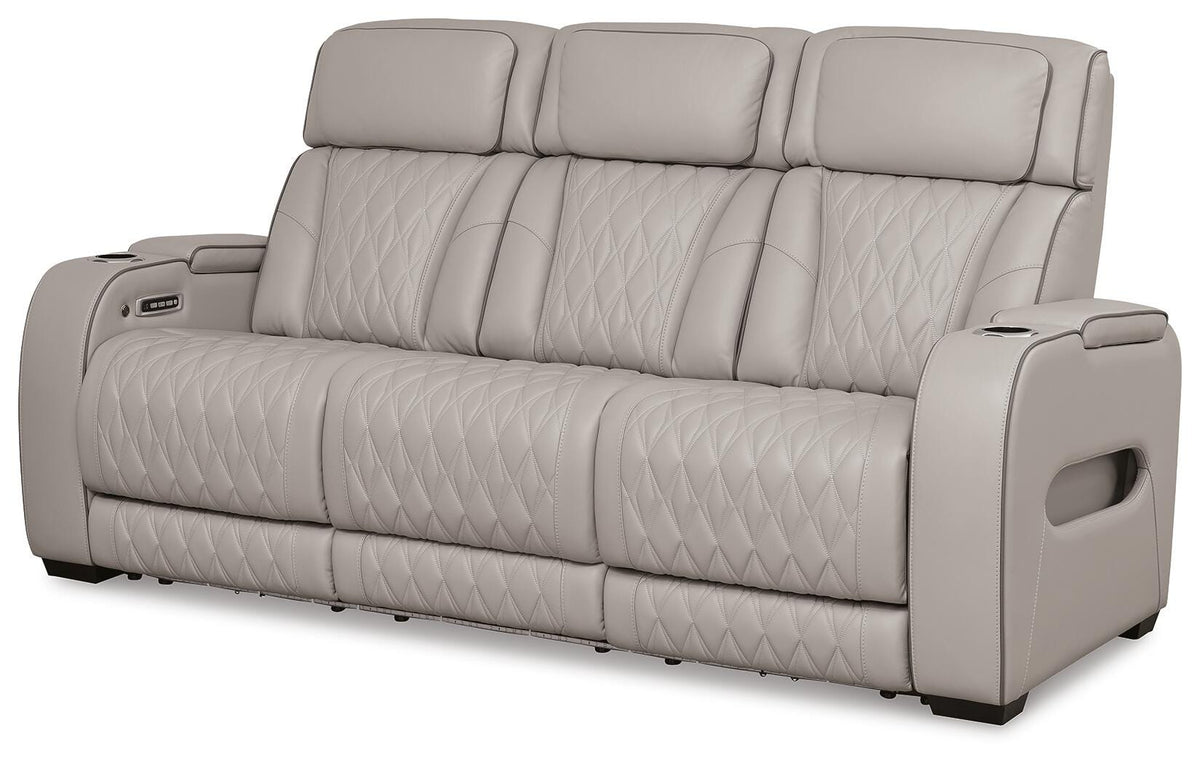 Anvilbrook Power Reclining Sofa with Loveseat and Recliner in Gray