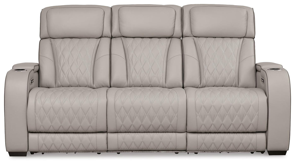 Anvilbrook Power Reclining Sofa with Loveseat and Recliner in Gray