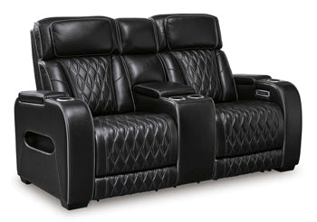 Anvilbrook Power Reclining Loveseat with Console in Black