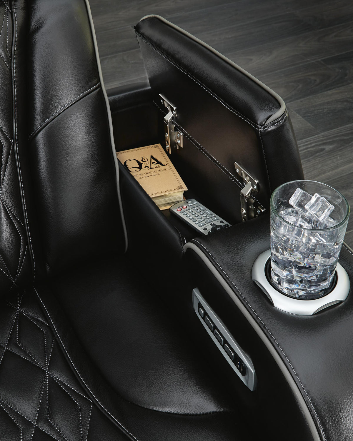 Anvilbrook Power Reclining Loveseat with Console in Black