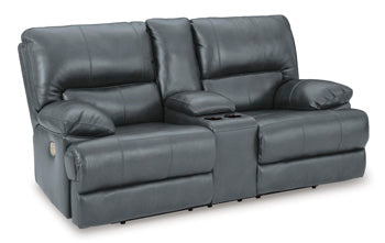 Steelmark Power Reclining Loveseat with Console in Steel