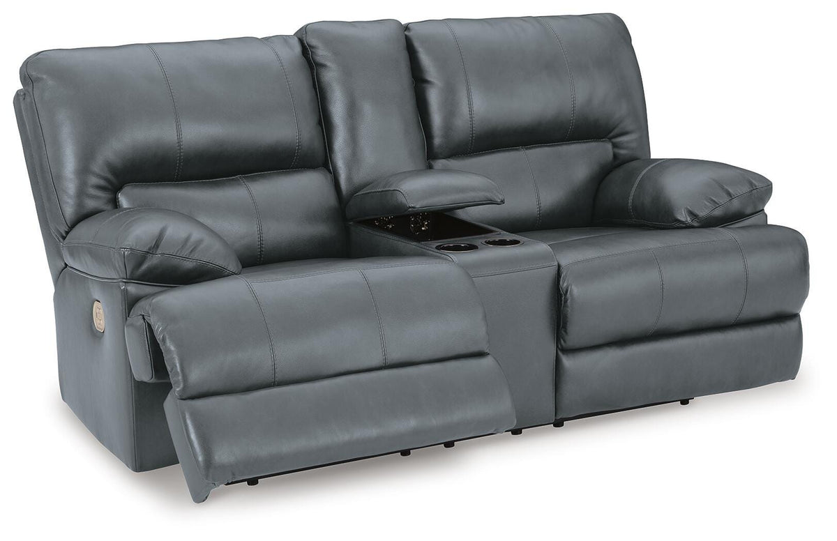 Steelmark Power Reclining Loveseat with Console in Steel