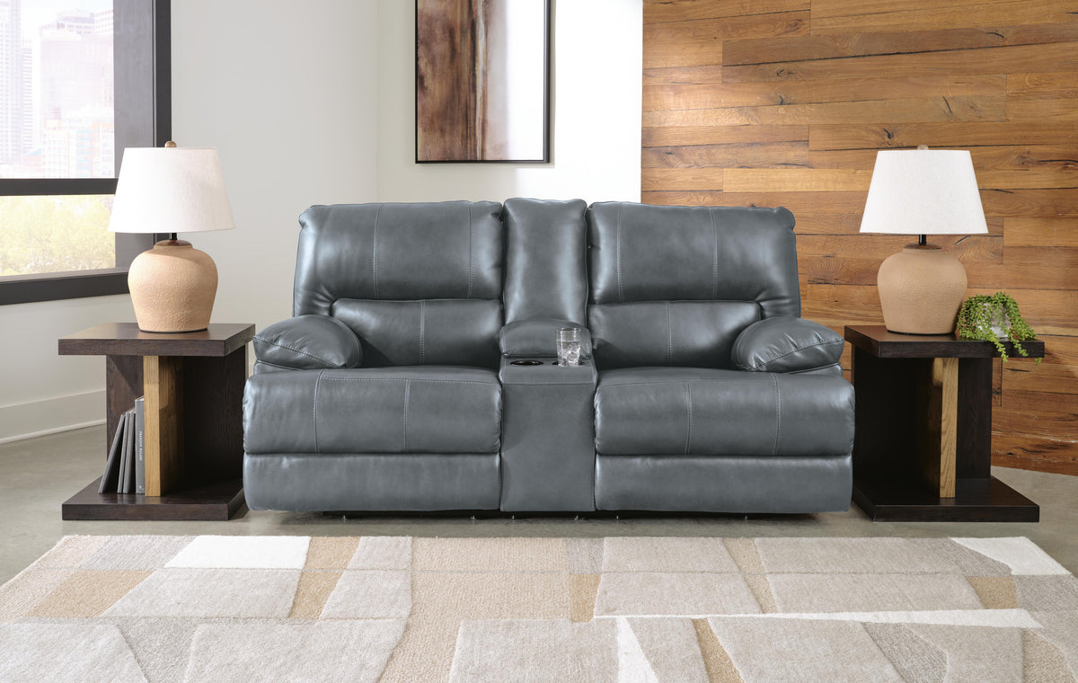 Steelmark Power Reclining Loveseat with Console in Steel