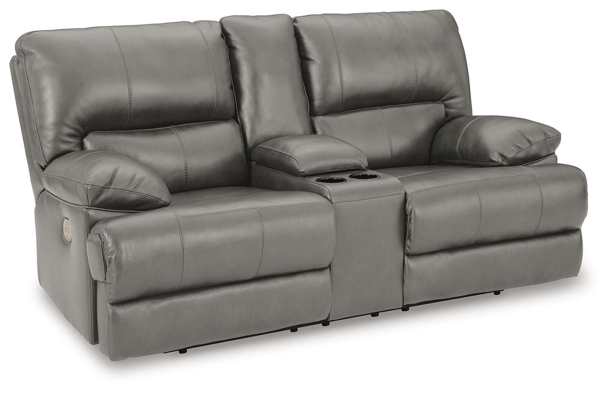 Steelmark Power Reclining Loveseat with Console in Gray