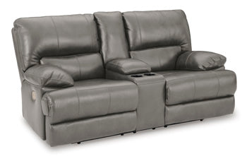 Steelmark Power Reclining Loveseat with Console in Gray