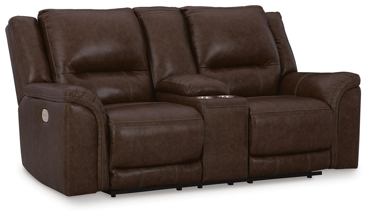 Chatsworth Bay Power Reclining Loveseat with Console in Dark Brown