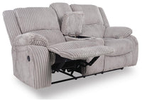 Amarante Reclining Loveseat with Console in Fog