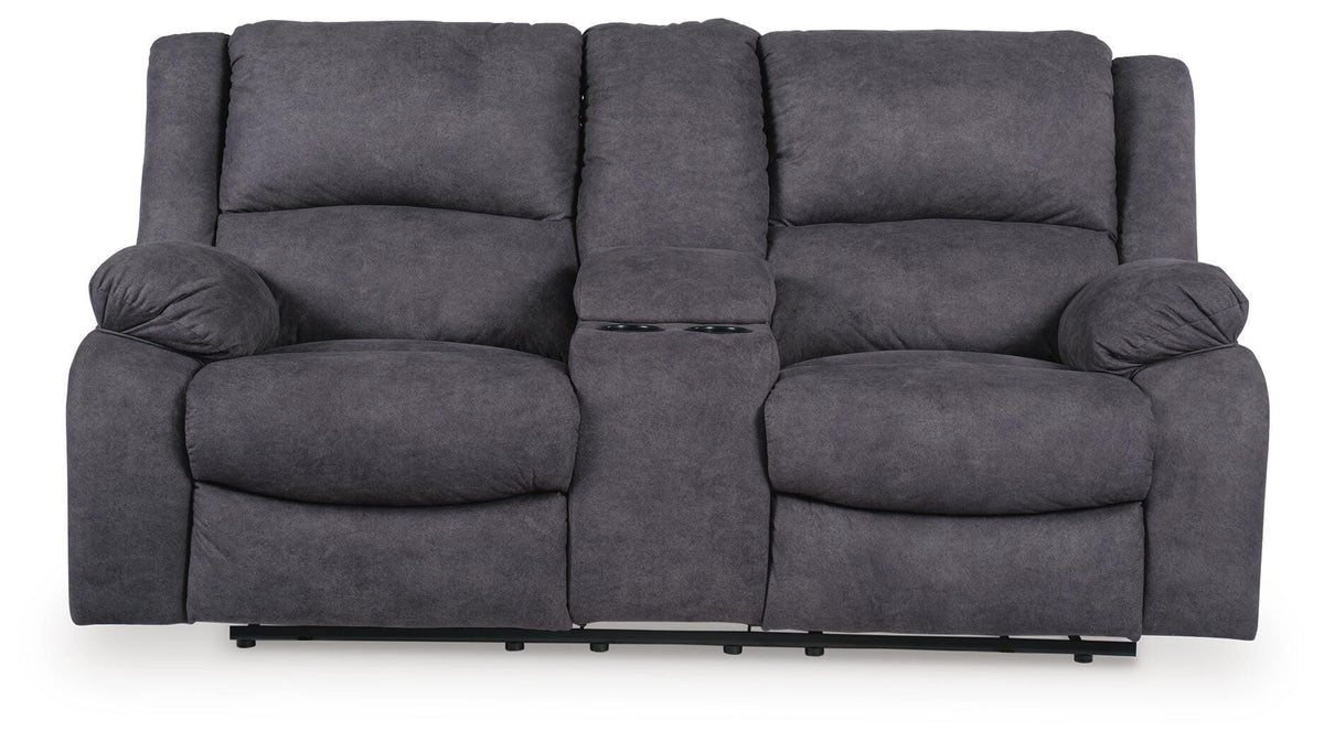 Amarante Reclining Loveseat with Console in Slate