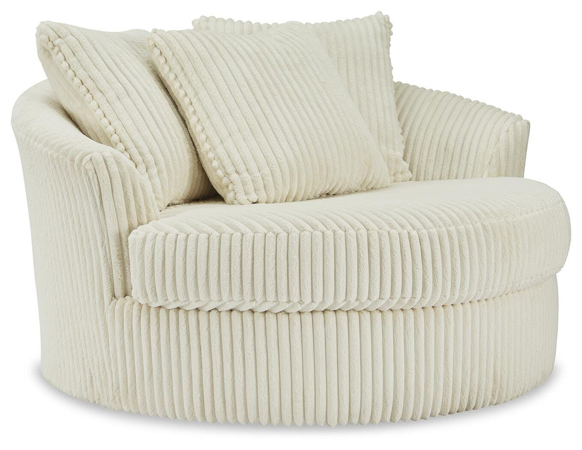 Bawley Oversized Swivel Accent Chair in Ivory