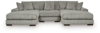 Bawley 3-Piece Sectional with Double Chaise in Fog