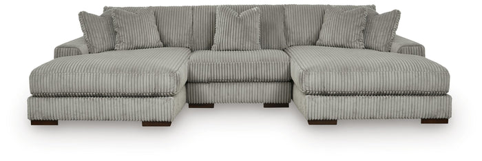 Bawley 3-Piece Sectional with Double Chaise in Fog