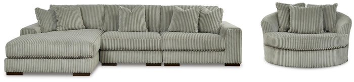 Bawley 3-Piece Sectional and Oversized Swivel Accent Chair