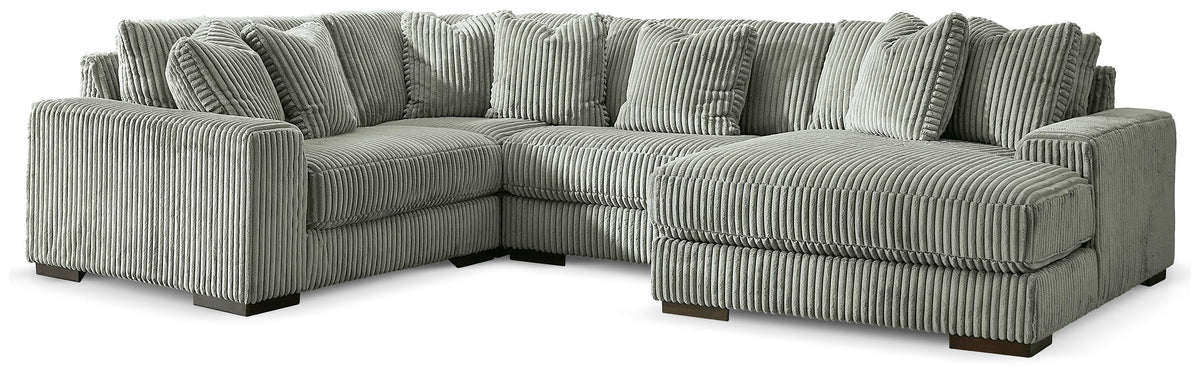 Bawley 4-Piece Sectional with Chaise in Fog