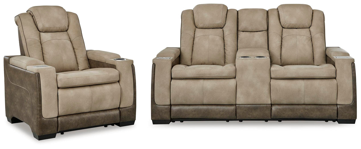 Arlen Power Reclining Loveseat and Power Recliner in Sand