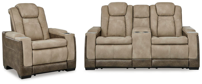Arlen Power Reclining Loveseat and Power Recliner in Sand