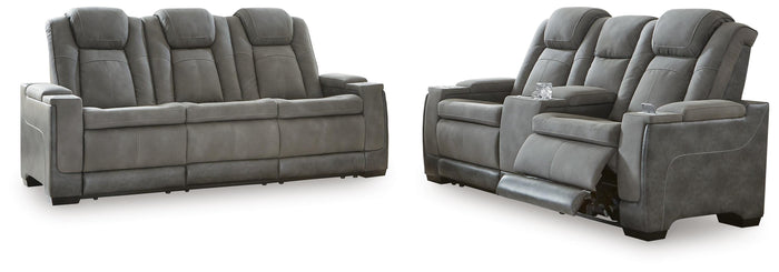 Arlen Power Reclining Sofa and Loveseat in Slate II
