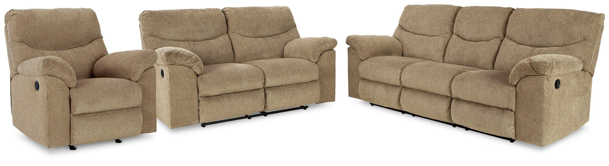 Etta Reclining Sofa with Loveseat and Recliner in Briar