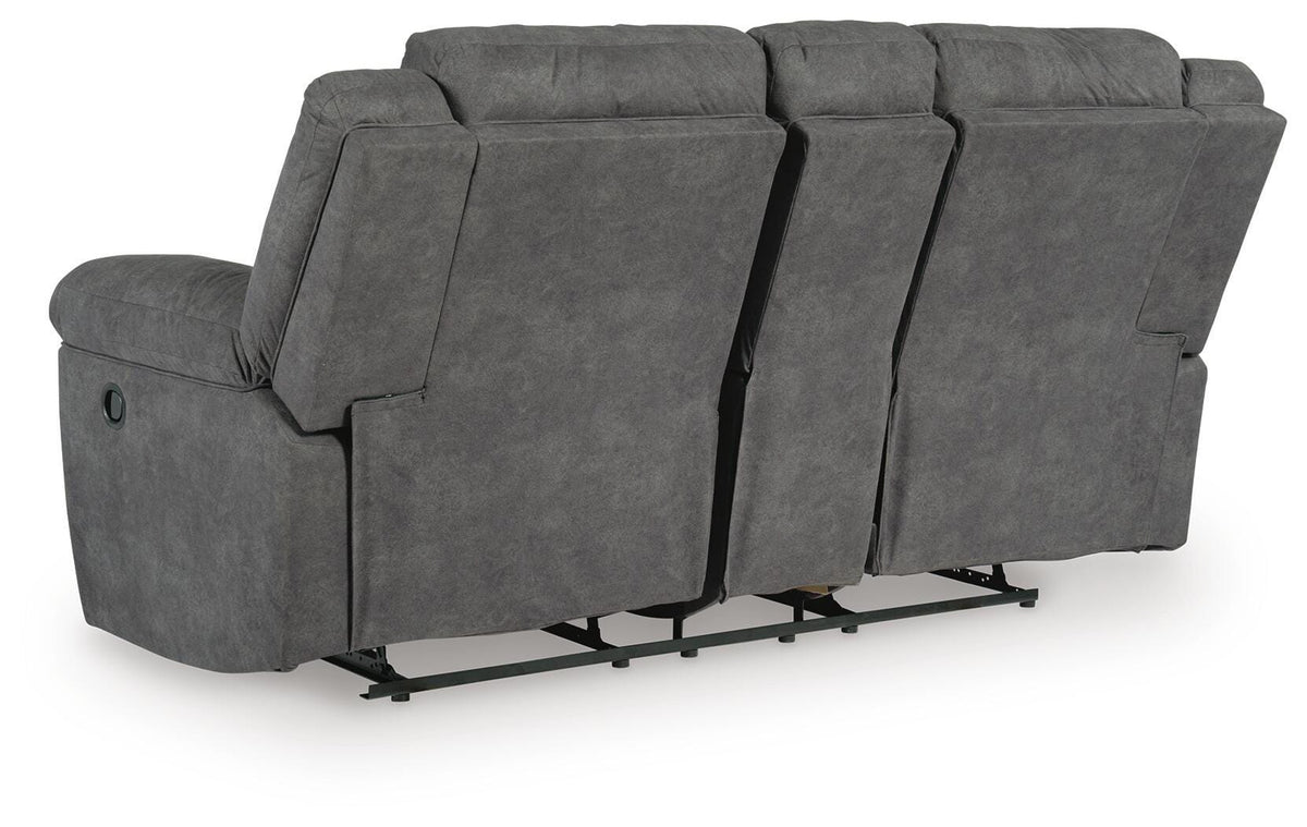Kelso Reclining Loveseat with Console in Slate